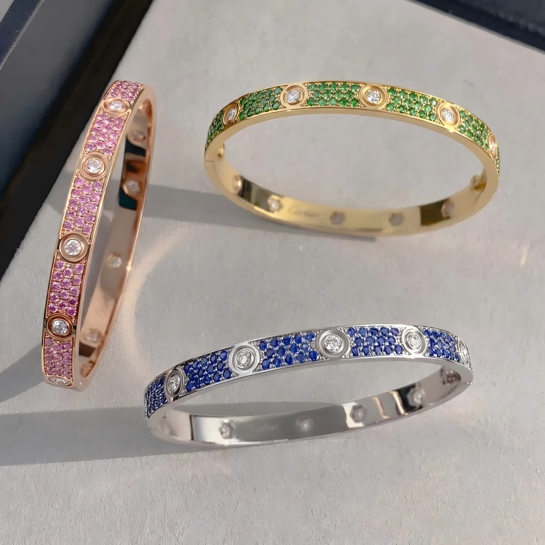 [⭐Veyra]2026 PAVE GEMSTONE LOVE BRACELET 6.1MM 10 DIAMONDS