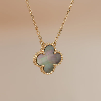 [⭐Veyra]CLOVER 15MM  GRAY MOTHER OF PEARL NECKLACE