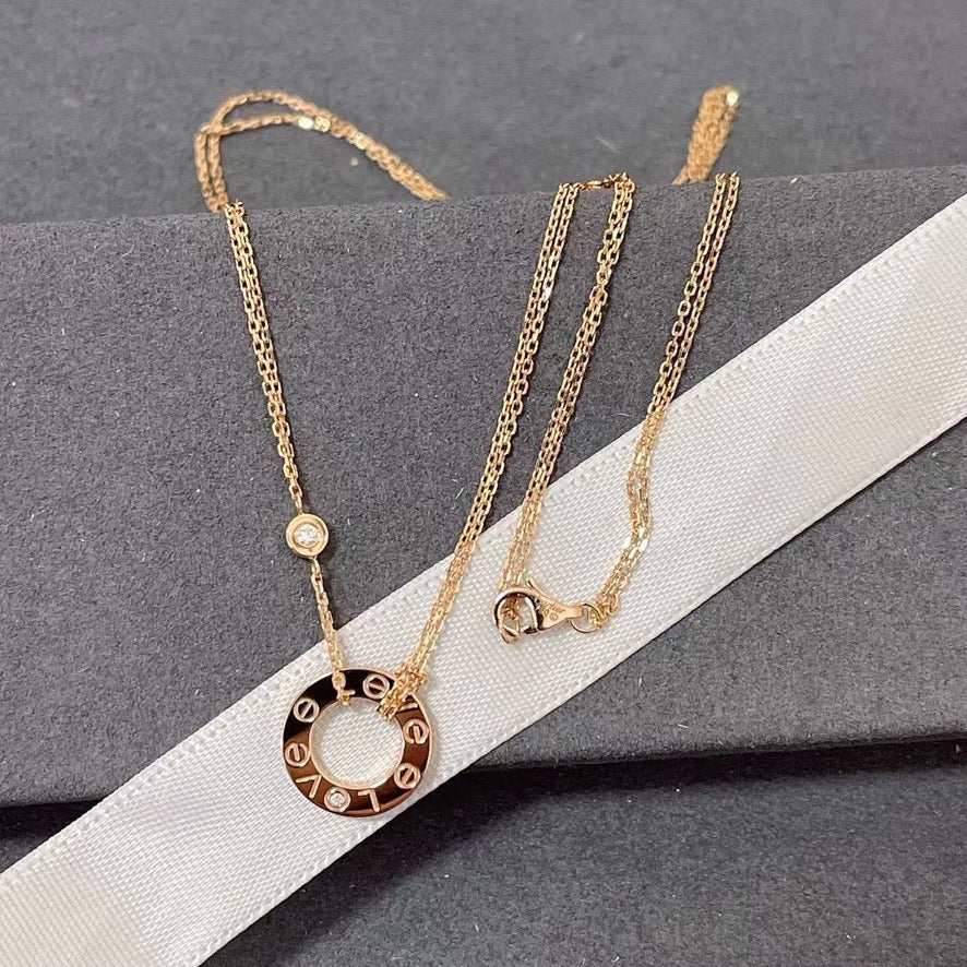 [⭐Veyra]LOVE NECKLACE 16MM 2 DIAMONDS