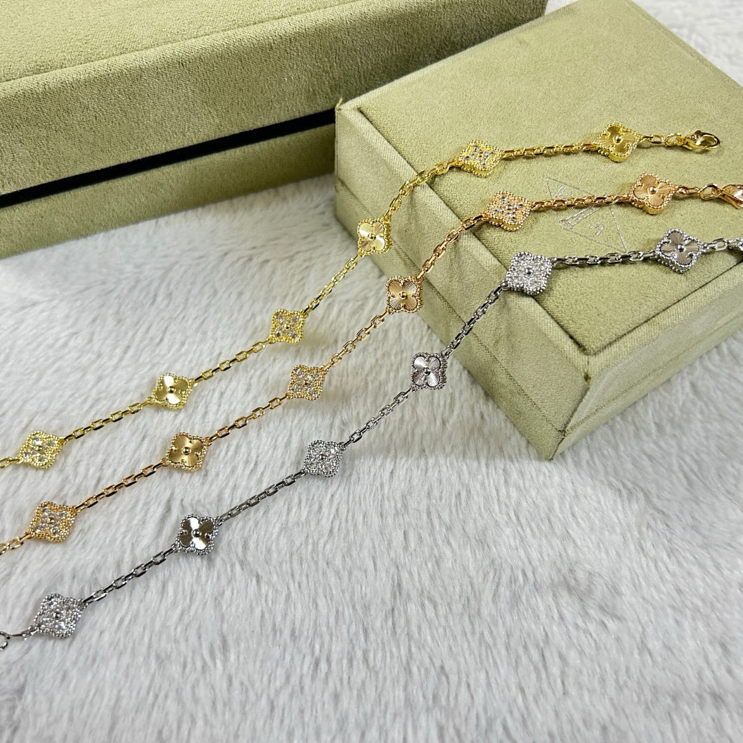 [⭐Veyra]CLOVER 6 MOTIF DIAMOND LASER BRACELET