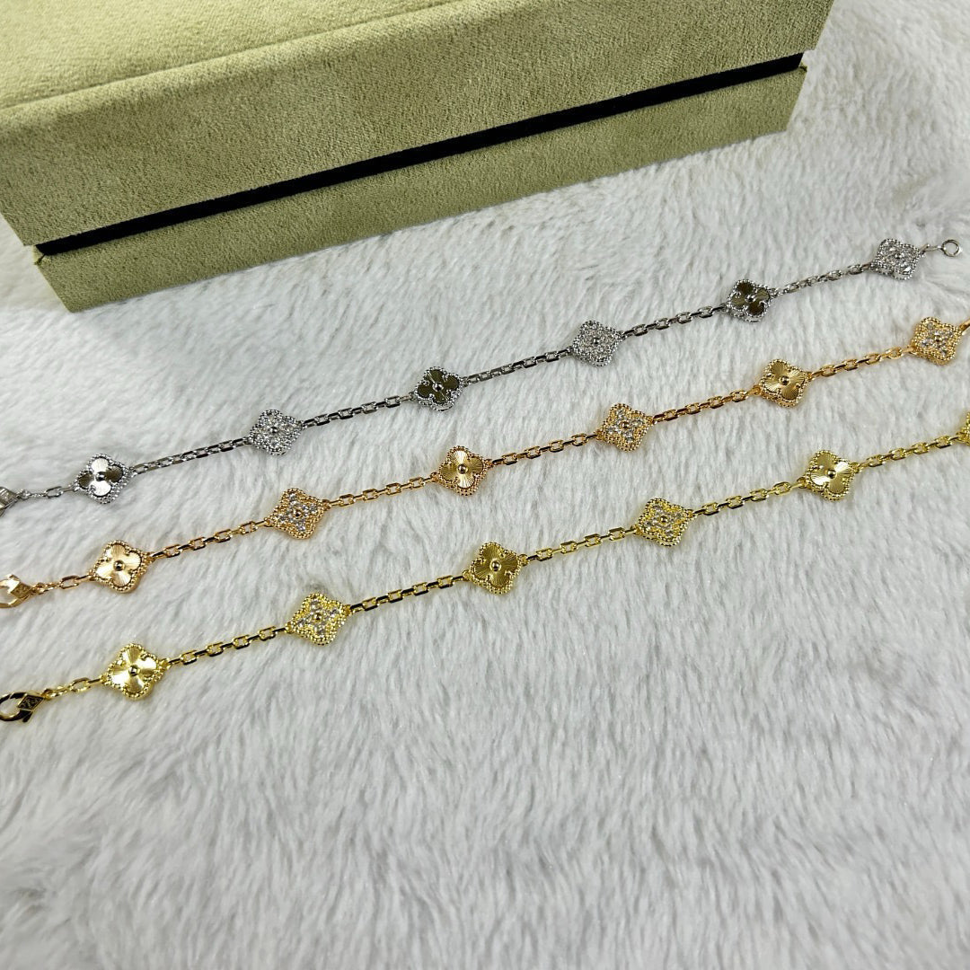 [⭐Veyra]CLOVER 6 MOTIF DIAMOND LASER BRACELET