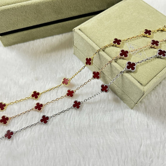 [⭐Veyra]CLOVER 6 MOTIF RED AGATE BRACELET