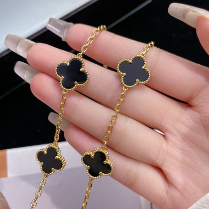 [⭐Veyra]CLOVER 10 MOTIFS ONYX NECKLACE
