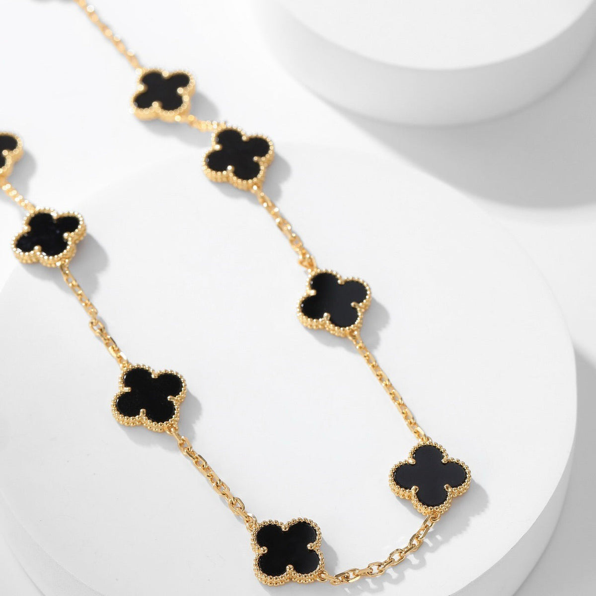 [⭐Veyra]CLOVER 10 MOTIFS ONYX NECKLACE