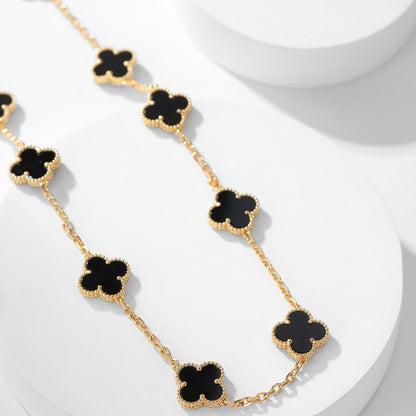 [⭐Veyra]CLOVER 10 MOTIFS ONYX NECKLACE