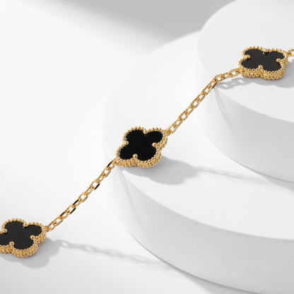 [⭐Veyra]CLOVER 10 MOTIFS ONYX NECKLACE