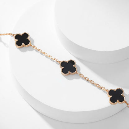 [⭐Veyra]CLOVER 10 MOTIFS ONYX NECKLACE