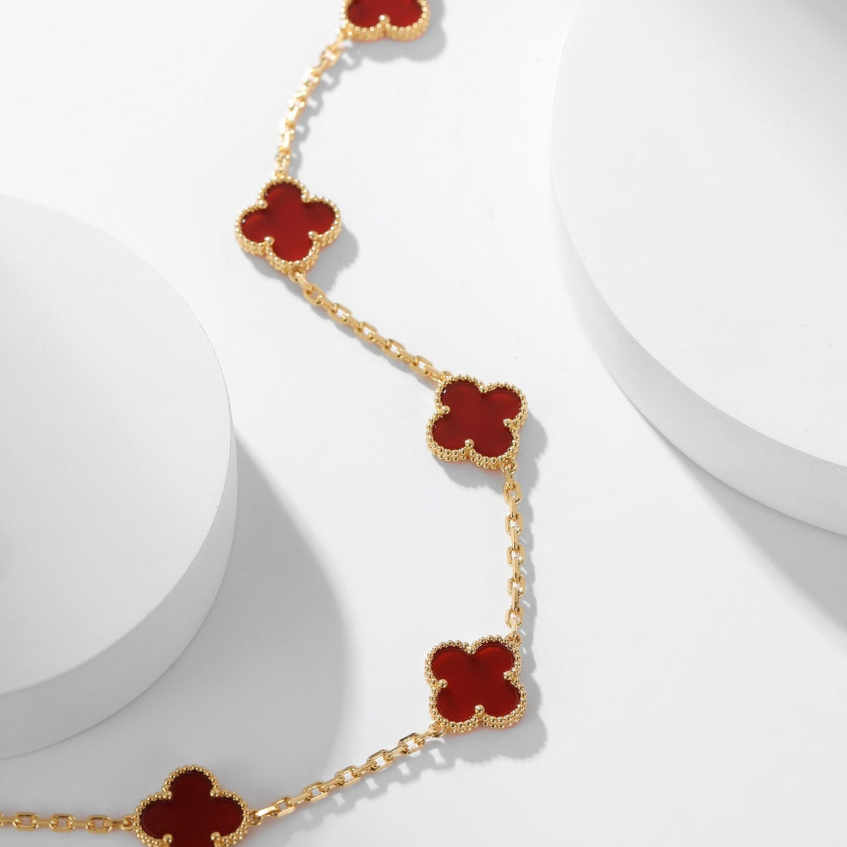 [⭐Veyra]CLOVER 10 MOTIFS CARNELIAN NECKLACE