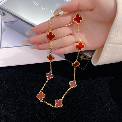 [⭐Veyra]CLOVER 10 MOTIFS CARNELIAN NECKLACE