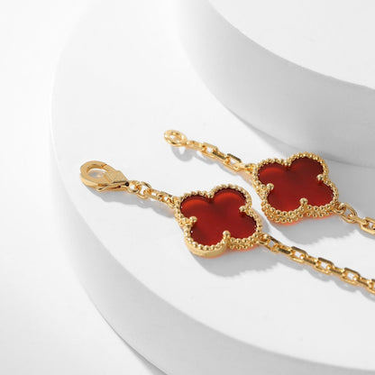 [⭐Veyra]CLOVER 10 MOTIFS CARNELIAN NECKLACE