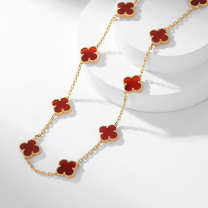 [⭐Veyra]CLOVER 10 MOTIFS CARNELIAN NECKLACE
