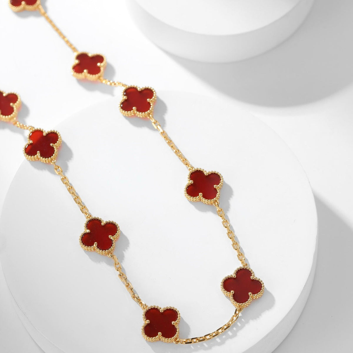[⭐Veyra]CLOVER 10 MOTIFS CARNELIAN NECKLACE