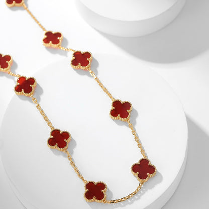 [⭐Veyra]CLOVER 10 MOTIFS CARNELIAN NECKLACE