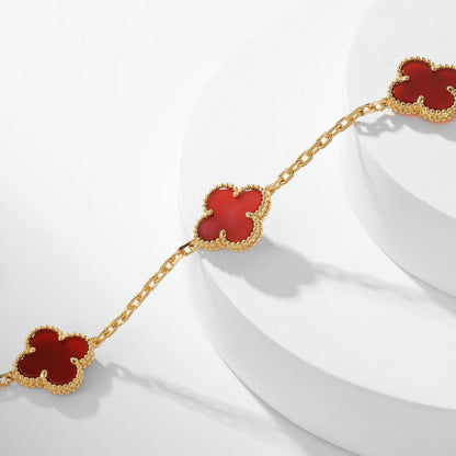 [⭐Veyra]CLOVER 10 MOTIFS CARNELIAN NECKLACE