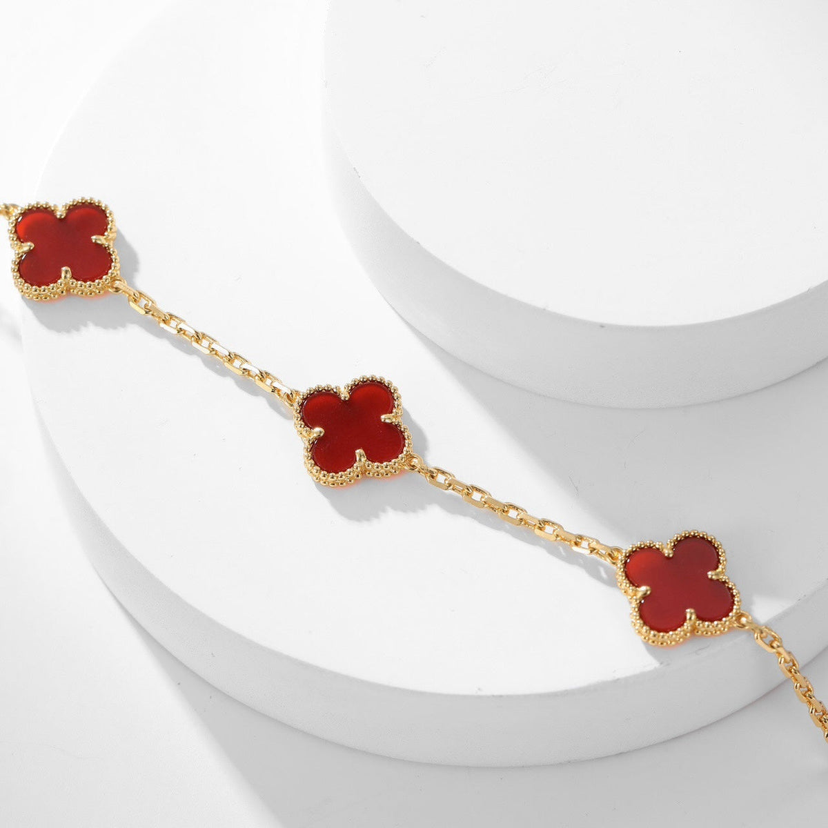 [⭐Veyra]CLOVER 10 MOTIFS CARNELIAN NECKLACE