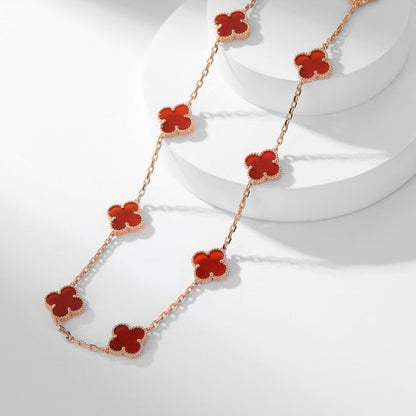 [⭐Veyra]CLOVER 10 MOTIFS CARNELIAN NECKLACE