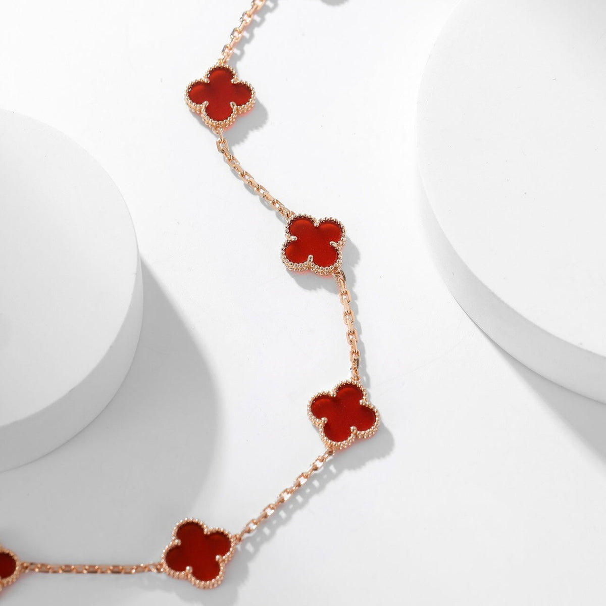 [⭐Veyra]CLOVER 10 MOTIFS CARNELIAN NECKLACE