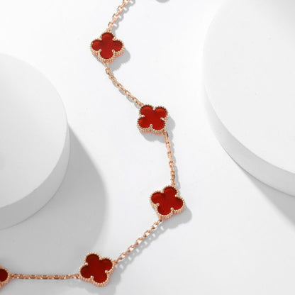 [⭐Veyra]CLOVER 10 MOTIFS CARNELIAN NECKLACE