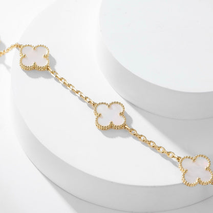 [⭐Veyra]CLOVER 10 MOTIFS WHITE MOTHER OF PEARL NECKLACE