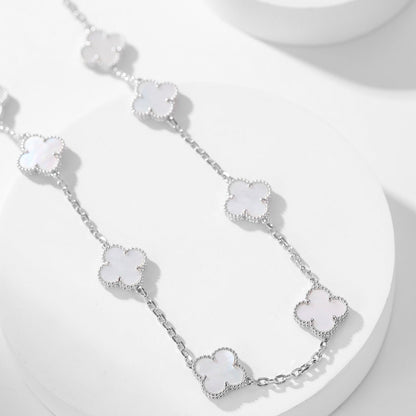 [⭐Veyra]CLOVER 10 MOTIFS WHITE MOTHER OF PEARL NECKLACE