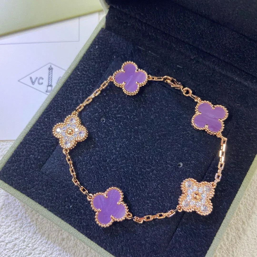 [⭐Veyra] CLOVER 5 MOTIF VIOLET BRACELET COLLECTION