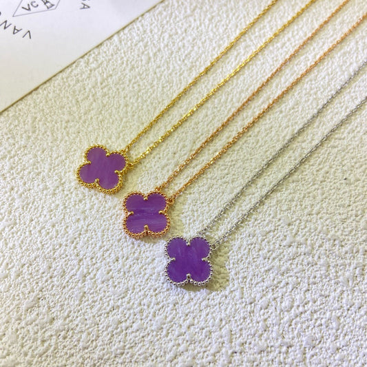[⭐Veyra Jewelry]CLOVER 15MM  PURPLE VIOLET NECKLACE