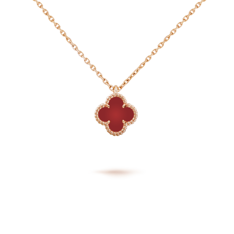 [⭐Veyra]CLOVER MINI 9.5MM WHITE CARNELIANS NECKLACE