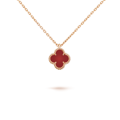 [⭐Veyra]CLOVER MINI 9.5MM WHITE CARNELIANS NECKLACE