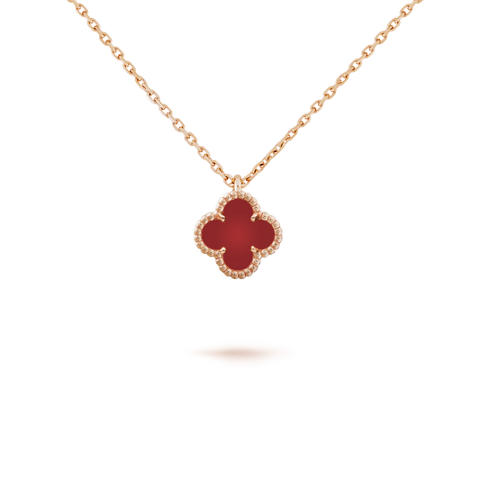 [⭐Veyra]CLOVER MINI 9.5MM WHITE CARNELIANS NECKLACE