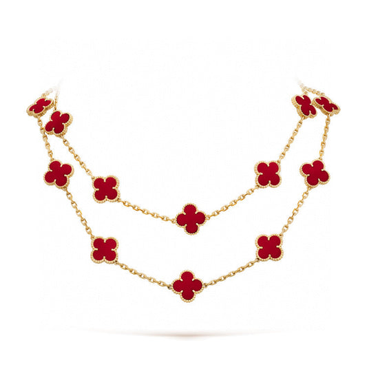 [⭐Veyra]CLOVER 20 MOTIFS CARNELIAN NECKLACE