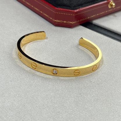 [⭐Veyra]LOVE BRACELET 6.1MM 1 DIAMOND OPEN CUFF
