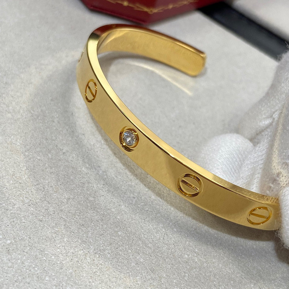 [⭐Veyra]LOVE BRACELET 6.1MM 1 DIAMOND OPEN CUFF