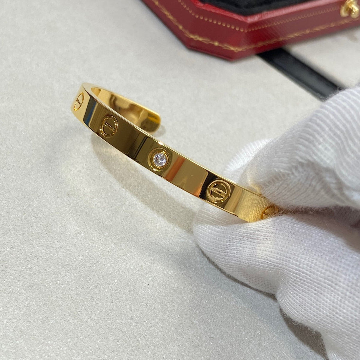 [⭐Veyra]LOVE BRACELET 6.1MM 1 DIAMOND OPEN CUFF