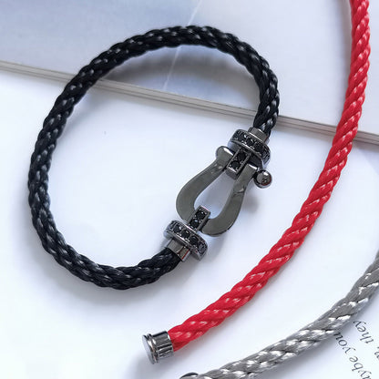 [⭐Veyra]FORCE LARGE SERIES HORSESHOE BLACK SAMURAI BRACELET