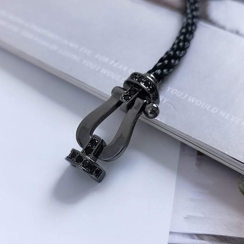 [⭐Veyra]FORCE LARGE SERIES HORSESHOE BLACK SAMURAI BRACELET