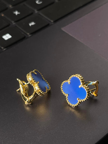 [⭐Veyra] CLOVER LARGE (20mm) 1 MOTIFS BLUE MOP STUD EARRINGS