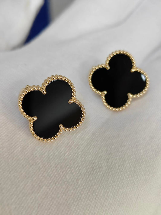 [⭐Veyra]CLOVER 20MM BLACK MOP EARRINGS