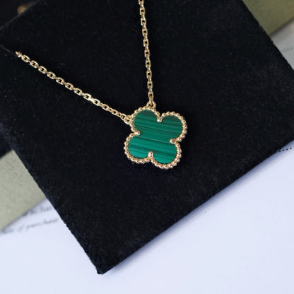 [⭐Veyra]CLOVER 15MM MALACHITE SINGLE FLOWER  NECKLACE