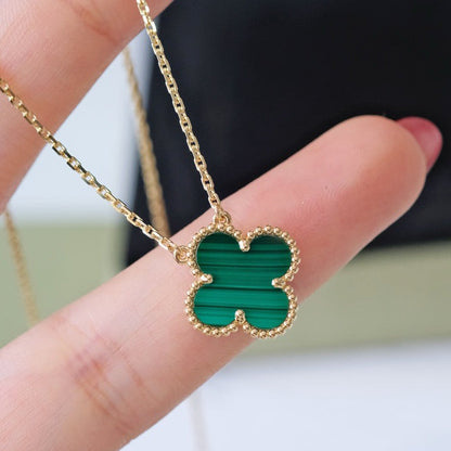 [⭐Veyra]CLOVER 15MM MALACHITE SINGLE FLOWER  NECKLACE