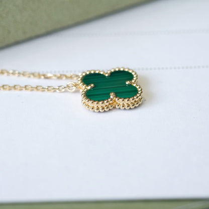 [⭐Veyra]CLOVER 15MM MALACHITE SINGLE FLOWER  NECKLACE