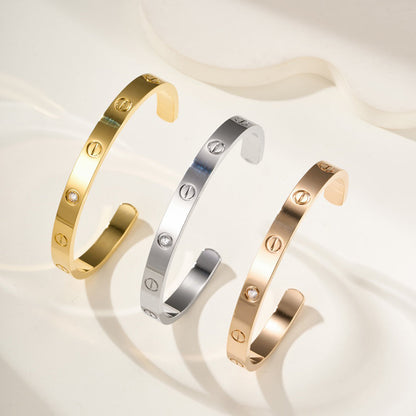 [⭐Veyra]LOVE BRACELET 6.1MM 1 DIAMOND OPEN CUFF