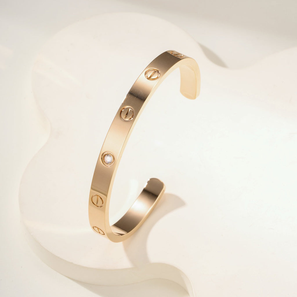 [⭐Veyra]LOVE BRACELET 6.1MM 1 DIAMOND OPEN CUFF
