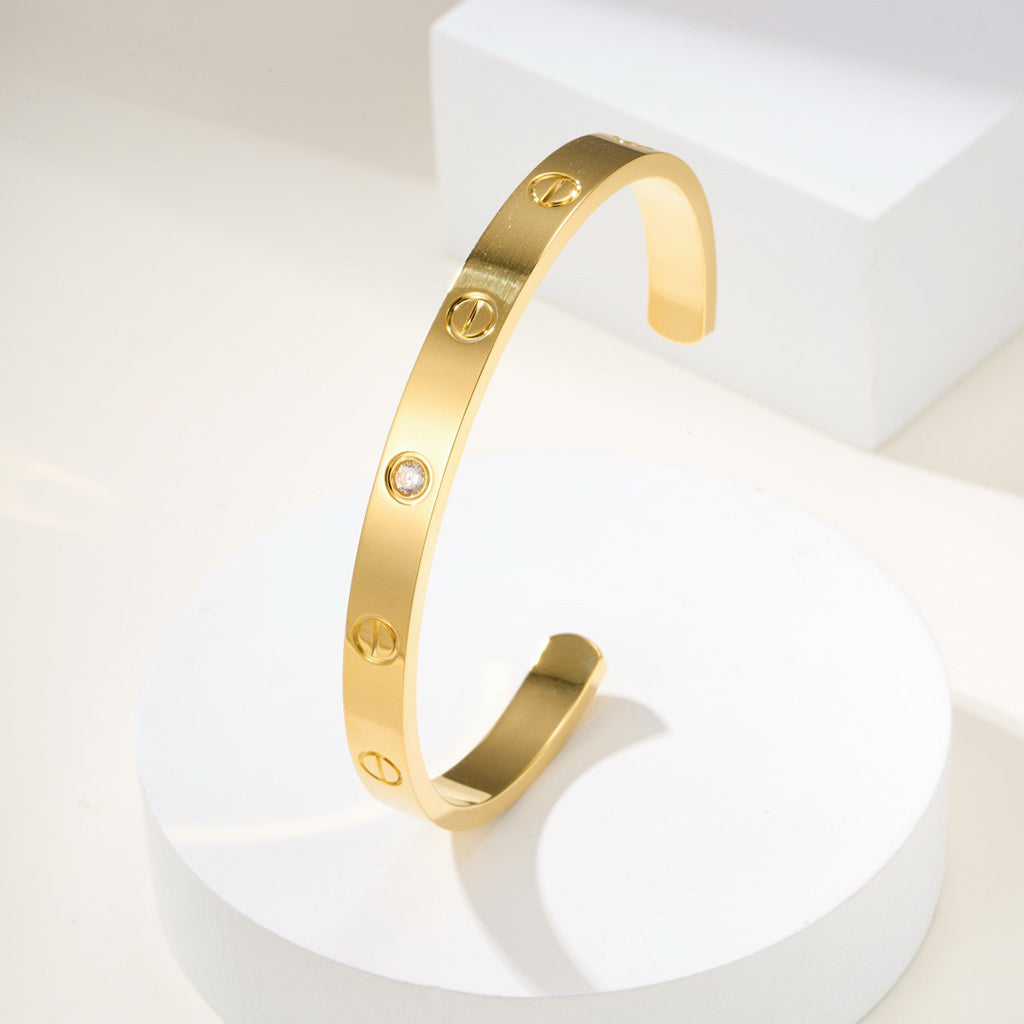 [⭐Veyra]LOVE BRACELET 6.1MM 1 DIAMOND OPEN CUFF