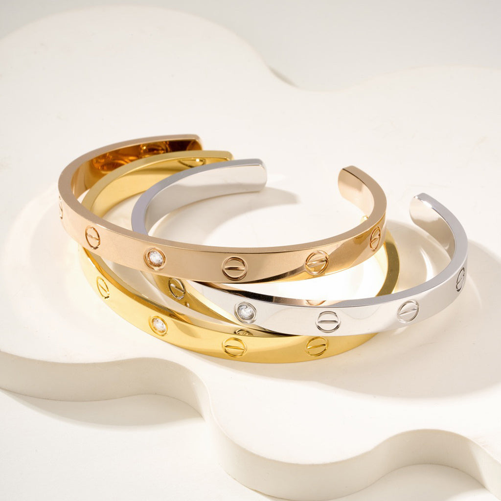 [⭐Veyra]LOVE BRACELET 6.1MM 1 DIAMOND OPEN CUFF