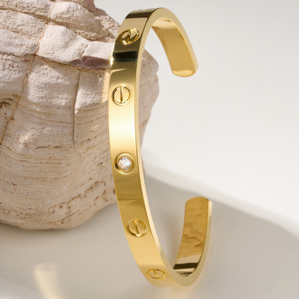 [⭐Veyra]LOVE BRACELET 6.1MM 1 DIAMOND OPEN CUFF