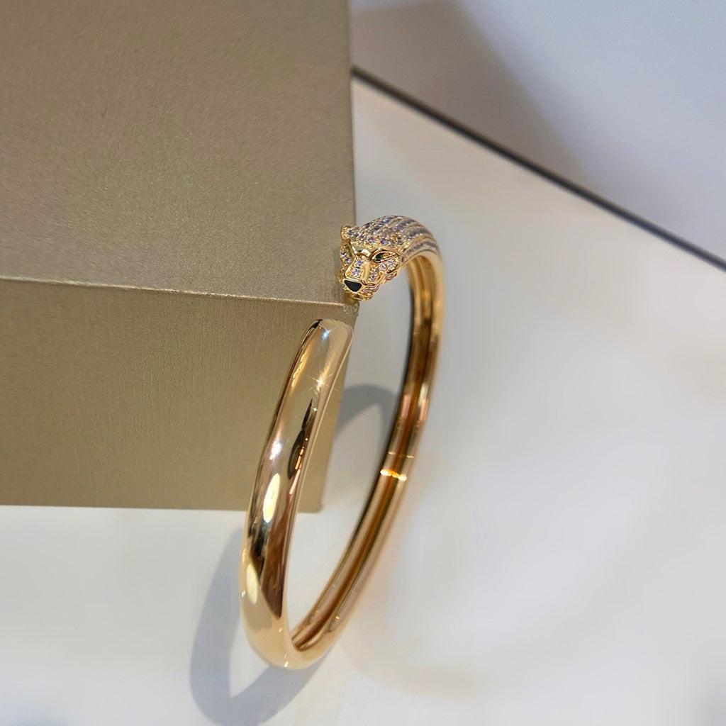 [⭐Veyra]PANTHERE HALF DIAMOND OPEN BRACELET