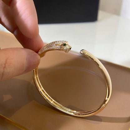 [⭐Veyra]PANTHERE HALF DIAMOND OPEN BRACELET