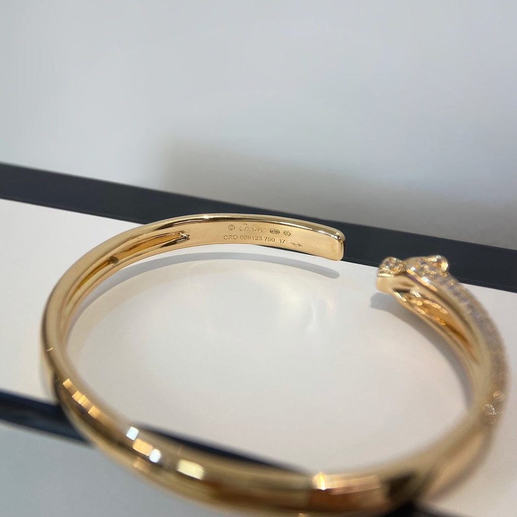 [⭐Veyra]PANTHERE HALF DIAMOND OPEN BRACELET