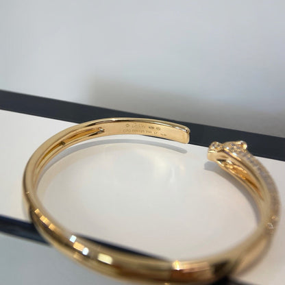 [⭐Veyra]PANTHERE HALF DIAMOND OPEN BRACELET