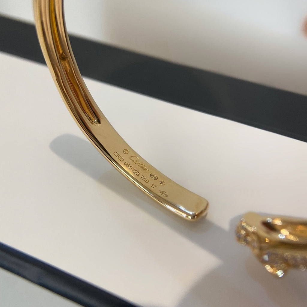 [⭐Veyra]PANTHERE HALF DIAMOND OPEN BRACELET